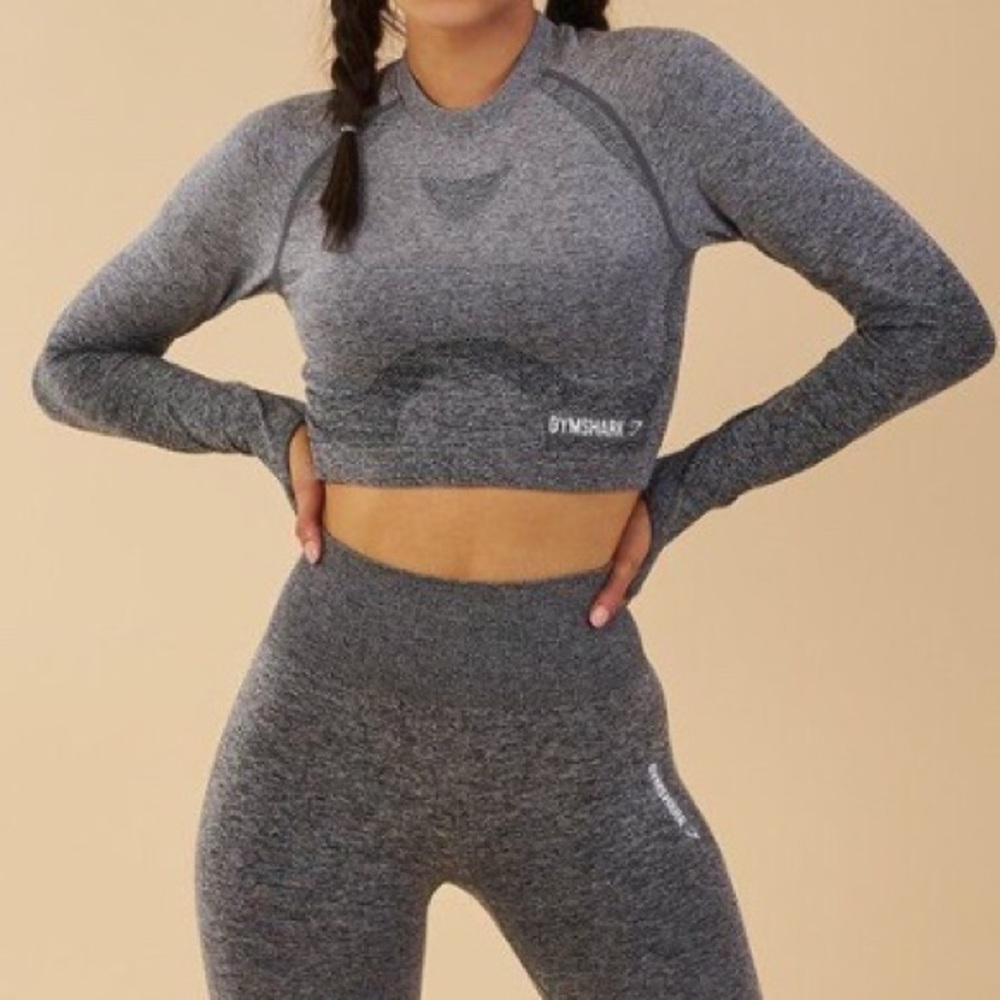 Ombre seamless long sleeve crop top